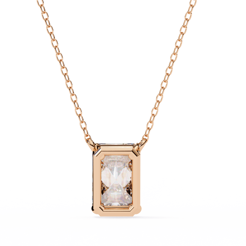 Reverra 14K Gold Emerald Lab Grown Diamond Bezel Pendant For Women, CTTW-1.03 - Reverra Jewels Inc.