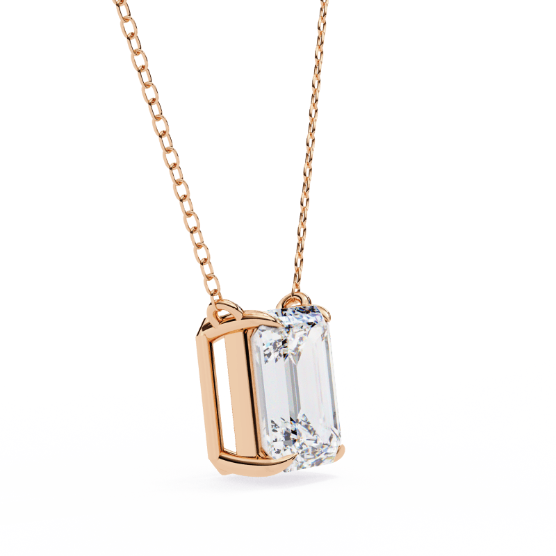 Reverra 14K Gold Emerald Lab Grown Diamond Bezel Pendant For Women, CTTW-1.03 - Reverra Jewels Inc.