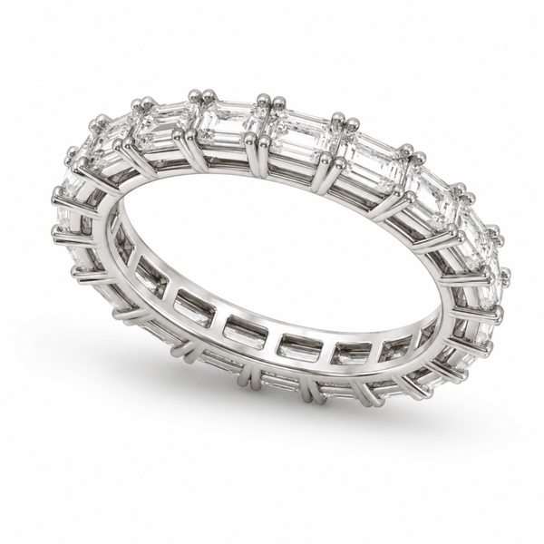 Reverra 14K Gold Emerald Lab Grown Diamond East West Eternity Band for Women - Reverra Jewels Inc.