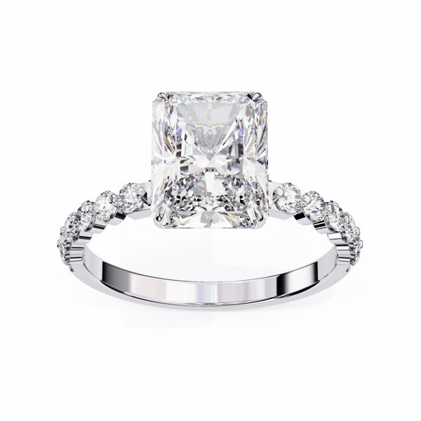 Reverra 14K Gold Emerald & Round Lab Grown Diamond Engagement Ring for Women, CTTW-3.51 - Reverra Jewels Inc.