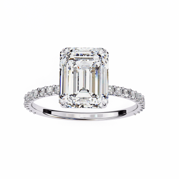 Reverra 14K Gold Emerald & Round Lab Grown Diamond Half Eternity for Women, CTTW-2.6 - Reverra Jewels Inc.