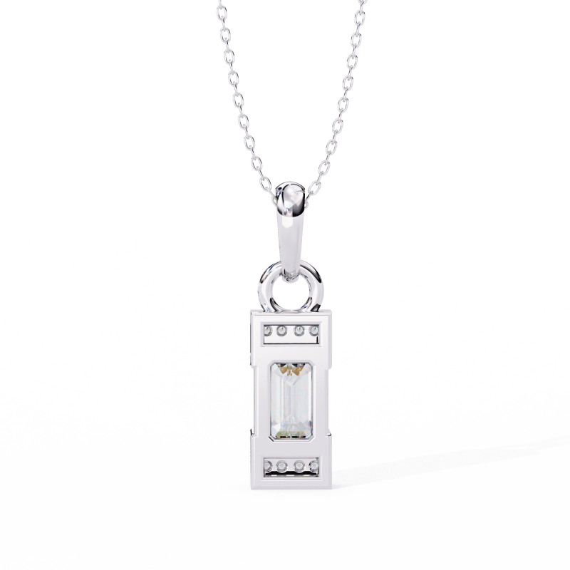 Reverra 14K Gold Emerald & Round Lab Grown Diamond Pendant For Women, CTTW-1.05 - Reverra Jewels Inc.