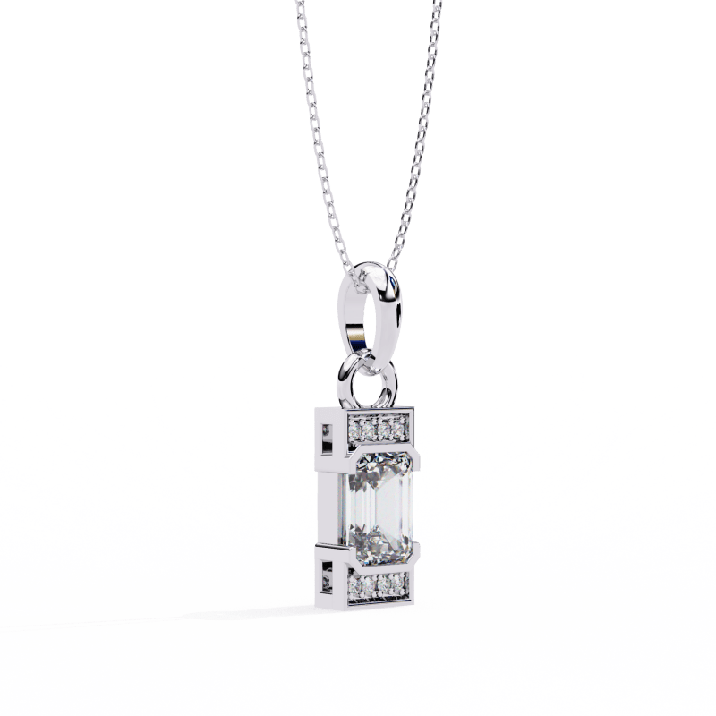 Reverra 14K Gold Emerald & Round Lab Grown Diamond Pendant For Women, CTTW-1.05 - Reverra Jewels Inc.