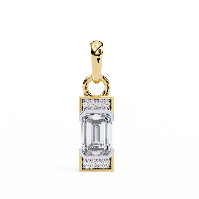 Reverra 14K Gold Emerald & Round Lab Grown Diamond Pendant For Women, CTTW-1.05 - Reverra Jewels Inc.