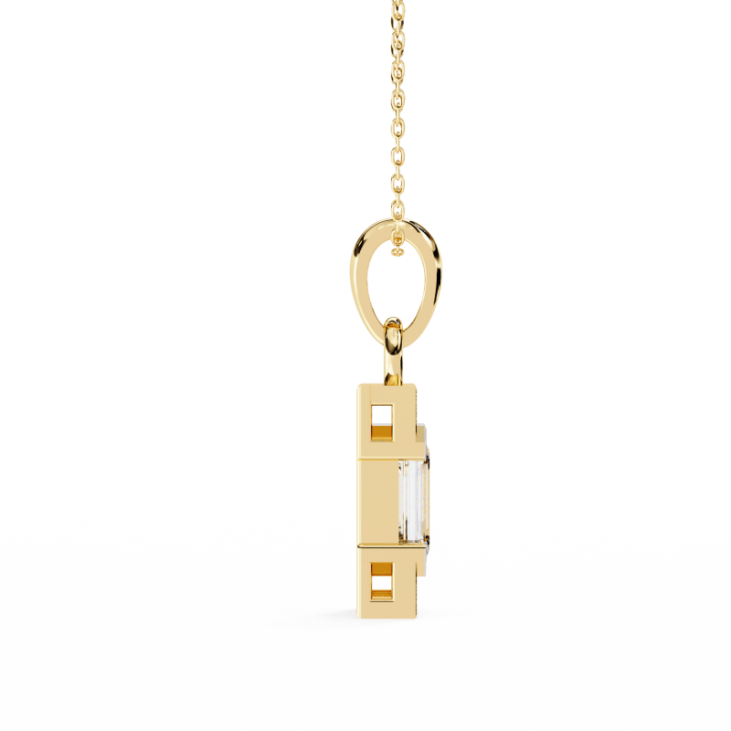 Reverra 14K Gold Emerald & Round Lab Grown Diamond Pendant For Women, CTTW-1.05 - Reverra Jewels Inc.