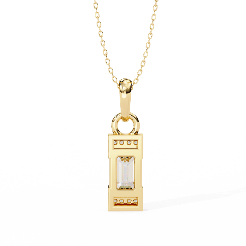Reverra 14K Gold Emerald & Round Lab Grown Diamond Pendant For Women, CTTW-1.05 - Reverra Jewels Inc.
