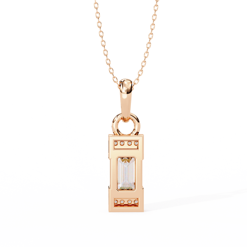 Reverra 14K Gold Emerald & Round Lab Grown Diamond Pendant For Women, CTTW-1.05 - Reverra Jewels Inc.