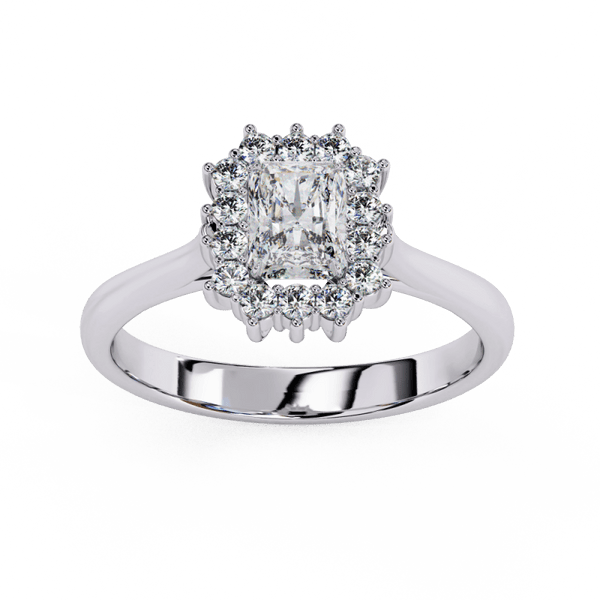 Reverra 14K Gold Emerald & Round Lab Grown Diamond Radiant Halo Engagement Ring for Women, CTTW-2.04 - Reverra Jewels Inc.