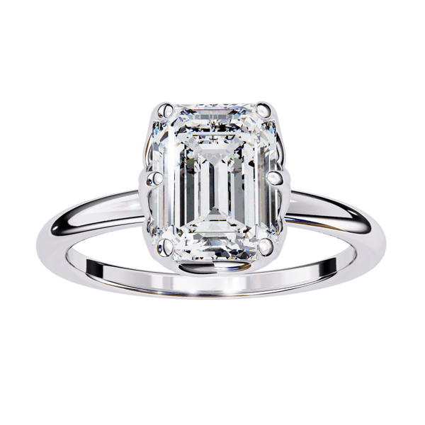 Reverra 14K Gold Emerald & Round Lab Grown Diamond Solitaire Classic Engagement Ring for Women, CTTW-2.15 - Reverra Jewels Inc.