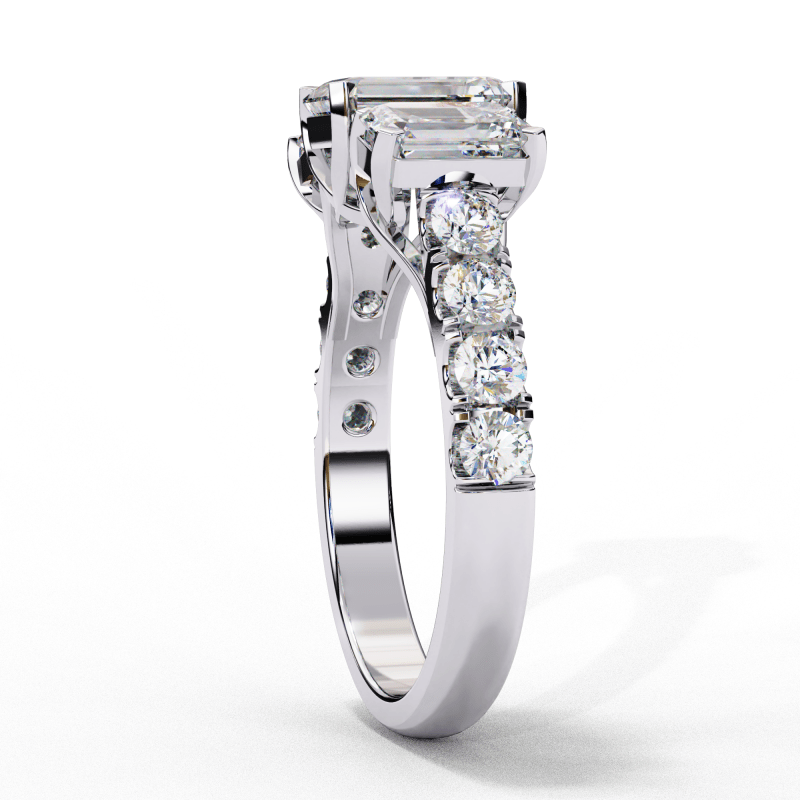 Reverra 14K Gold Emerald & Round Lab Grown Diamond Two-Tone Engagement Ring for Women, CTTW-2.99 - Reverra Jewels Inc.