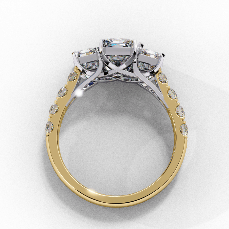 Reverra 14K Gold Emerald & Round Lab Grown Diamond Two-Tone Engagement Ring for Women, CTTW-2.99 - Reverra Jewels Inc.