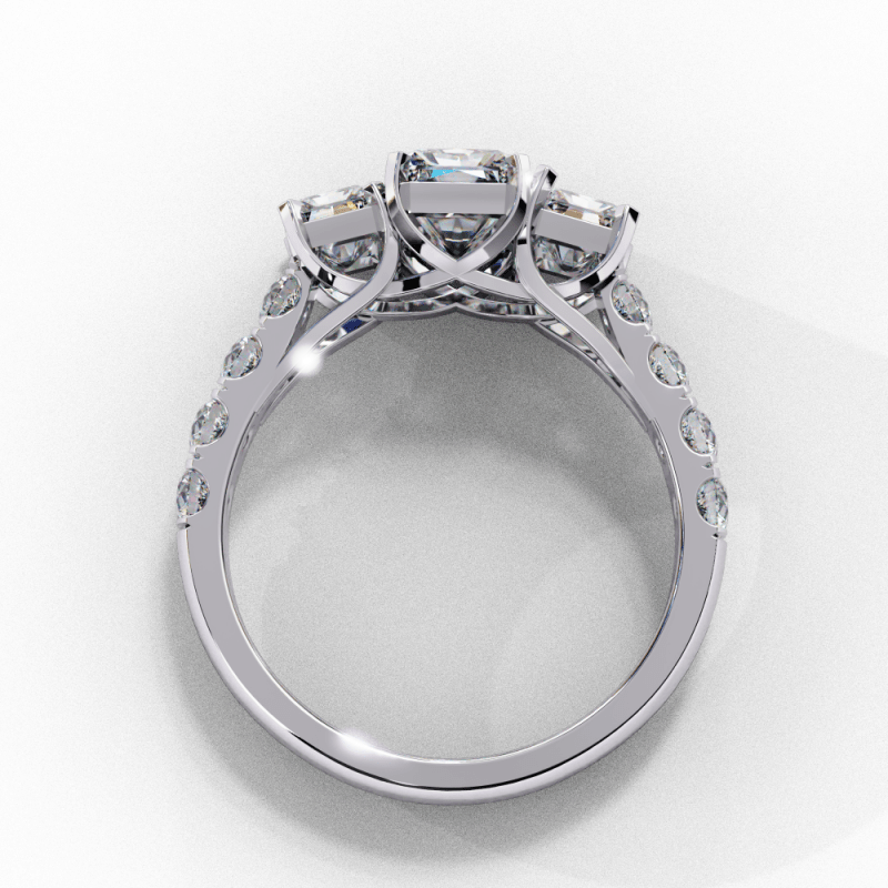 Reverra 14K Gold Emerald & Round Lab Grown Diamond Two-Tone Engagement Ring for Women, CTTW-2.99 - Reverra Jewels Inc.