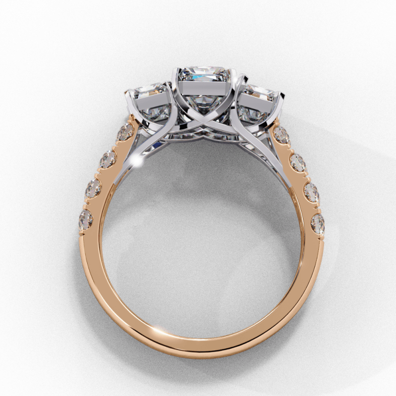 Reverra 14K Gold Emerald & Round Lab Grown Diamond Two-Tone Engagement Ring for Women, CTTW-2.99 - Reverra Jewels Inc.