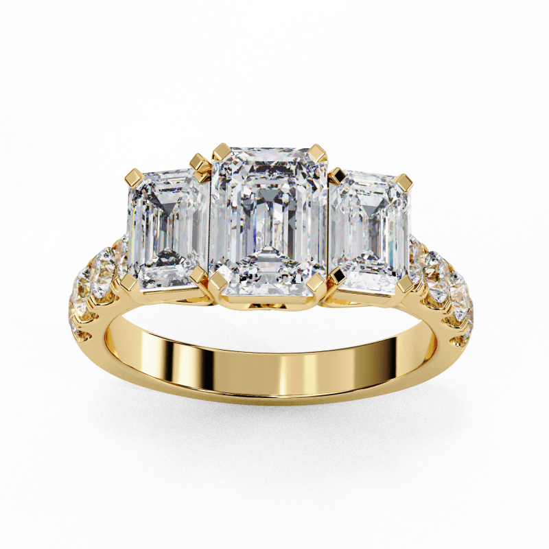 Reverra 14K Gold Emerald & Round Lab Grown Diamond Two-Tone Engagement Ring for Women, CTTW-2.99 - Reverra Jewels Inc.