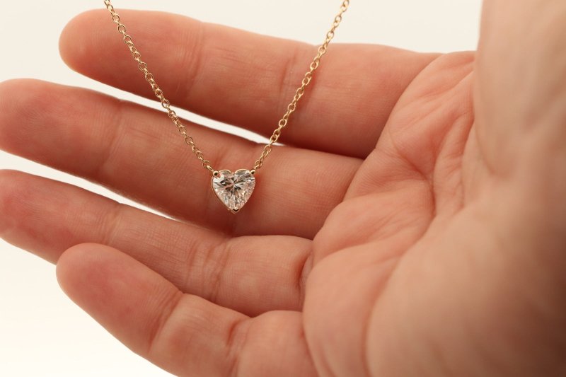 Reverra 14K Gold Heart Cut Lab Grown Diamond Spark Heart Pendant CTTW-1.5 - Reverra Jewels Inc.