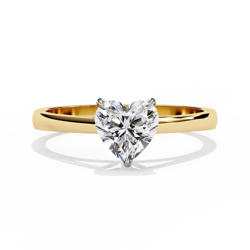 Reverra 14K Gold Heart Lab Grown Diamond Solitaire Elegant Classic Engagement Ring for Women, CTTW-0.83 - Reverra Jewels Inc.