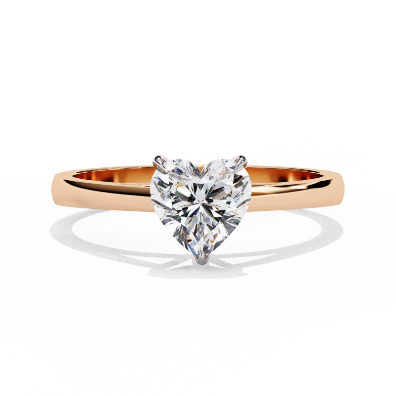 Reverra 14K Gold Heart Lab Grown Diamond Solitaire Elegant Classic Engagement Ring for Women, CTTW-0.83 - Reverra Jewels Inc.