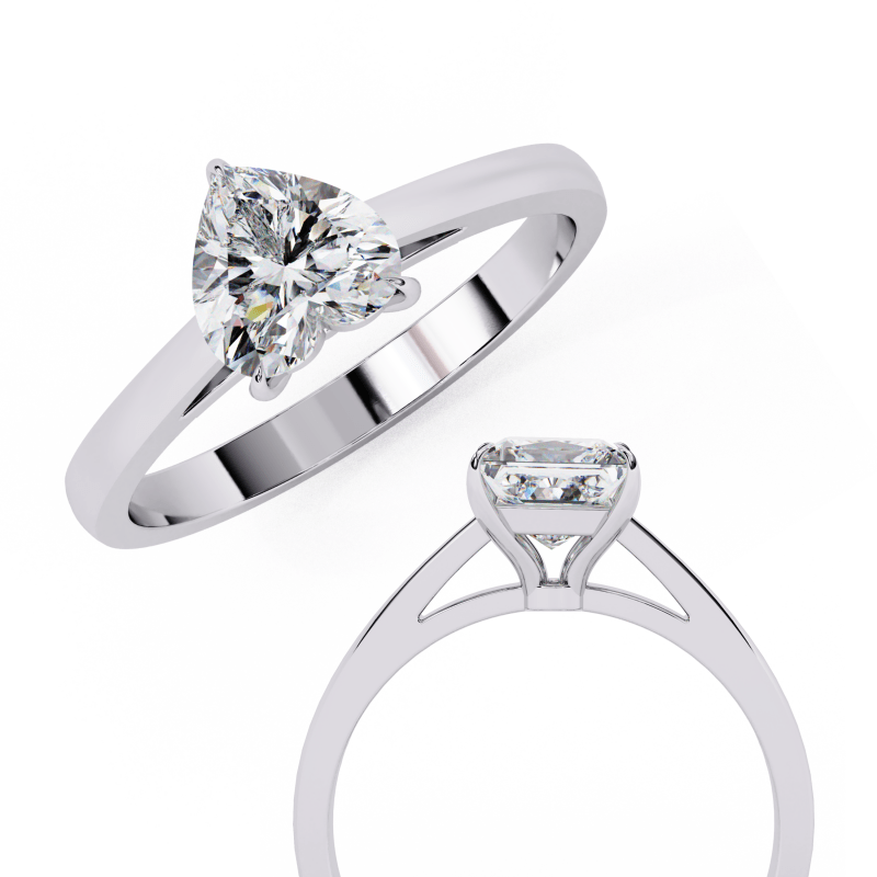 Reverra 14K Gold Heart Lab Grown Diamond Solitaire Elegant Classic Engagement Ring for Women, CTTW-0.83 - Reverra Jewels Inc.