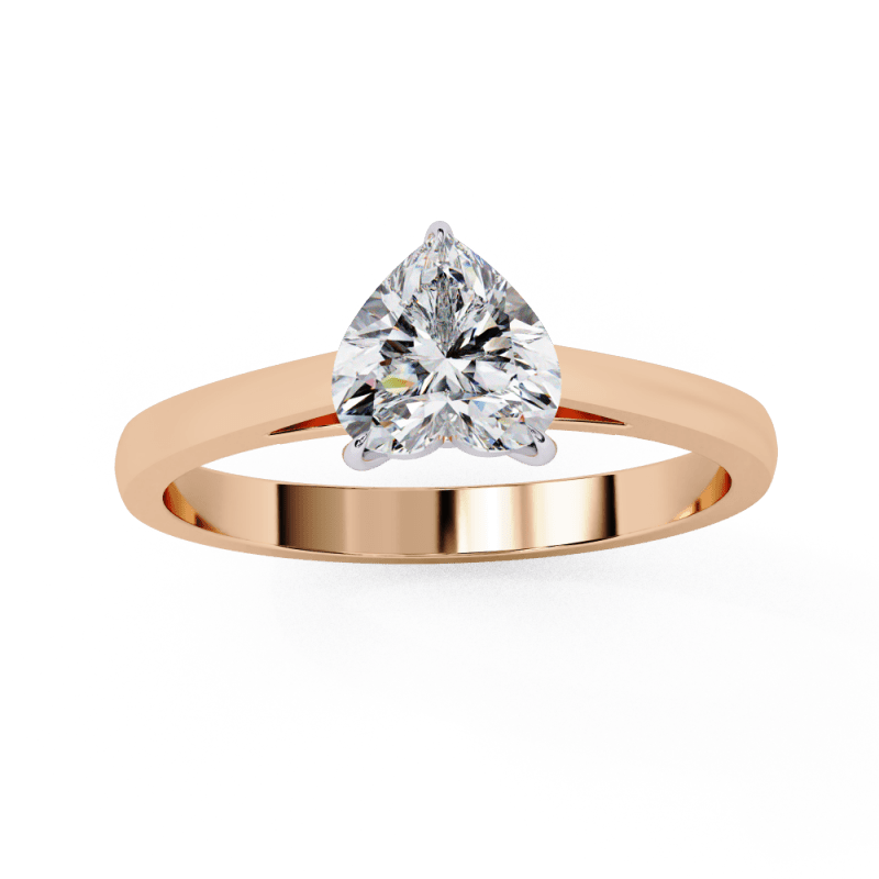 Reverra 14K Gold Heart Lab Grown Diamond Solitaire Elegant Classic Engagement Ring for Women, CTTW-0.83 - Reverra Jewels Inc.
