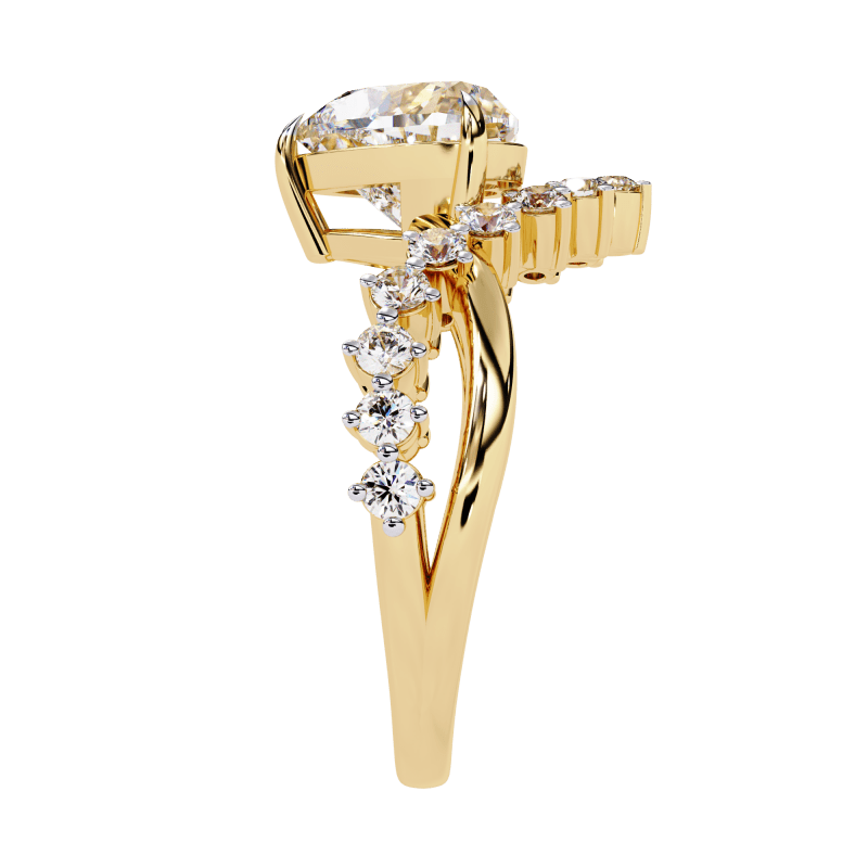 Reverra 14K Gold Heart & Round Lab Grown Diamond Crown Engagement Ring for Women, CTTW-2.62 - Reverra Jewels Inc.