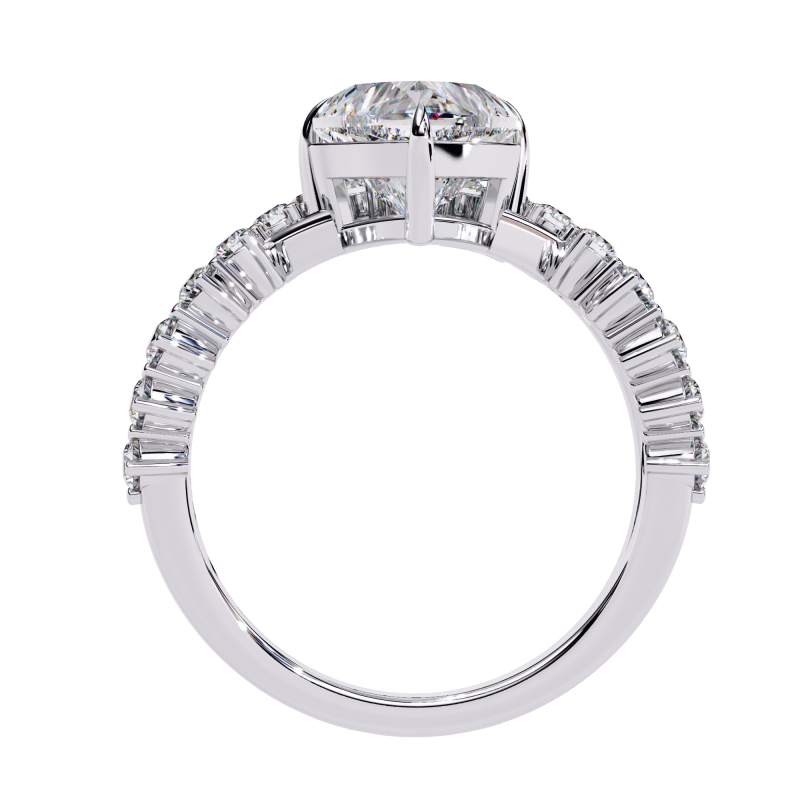 Reverra 14K Gold Heart & Round Lab Grown Diamond Crown Engagement Ring for Women, CTTW-2.62 - Reverra Jewels Inc.