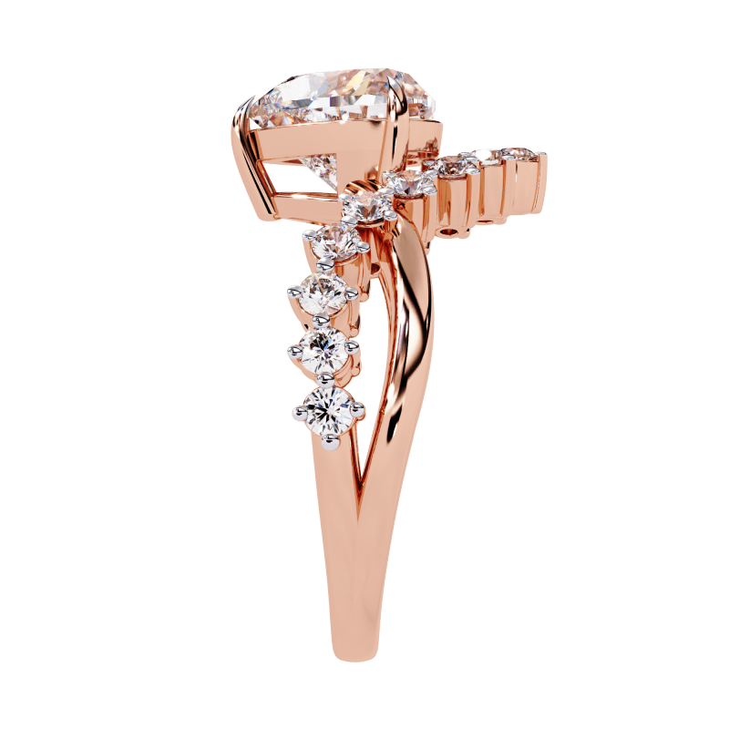 Reverra 14K Gold Heart & Round Lab Grown Diamond Crown Engagement Ring for Women, CTTW-2.62 - Reverra Jewels Inc.