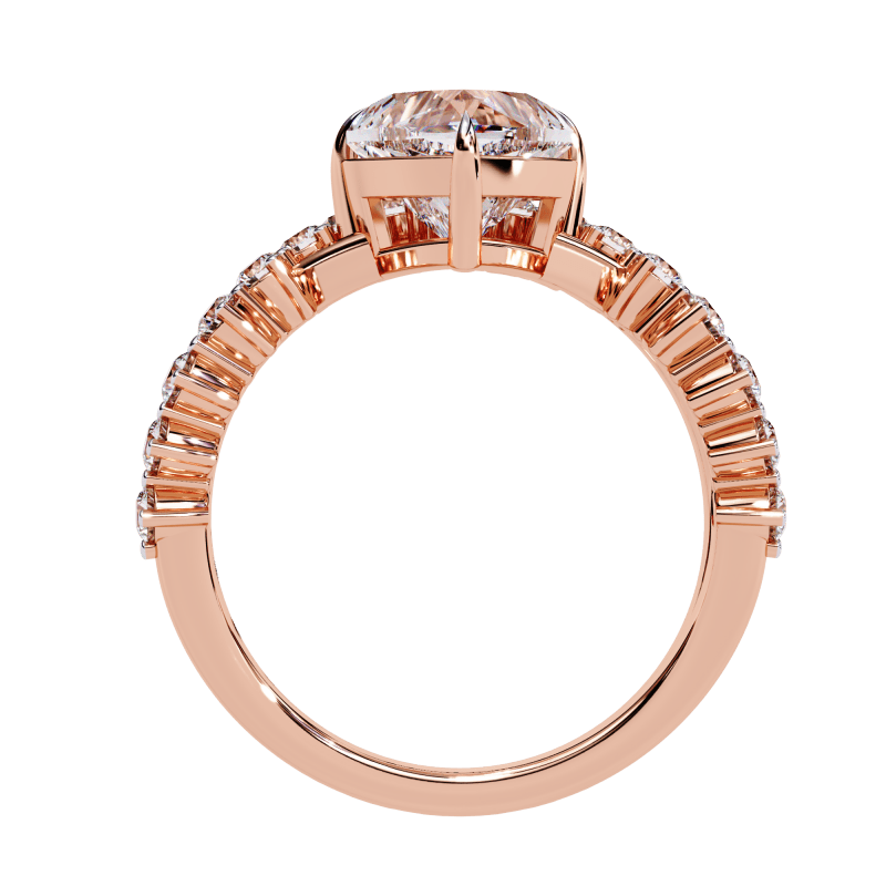Reverra 14K Gold Heart & Round Lab Grown Diamond Crown Engagement Ring for Women, CTTW-2.62 - Reverra Jewels Inc.