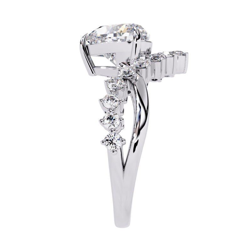 Reverra 14K Gold Heart & Round Lab Grown Diamond Crown Engagement Ring for Women, CTTW-2.62 - Reverra Jewels Inc.