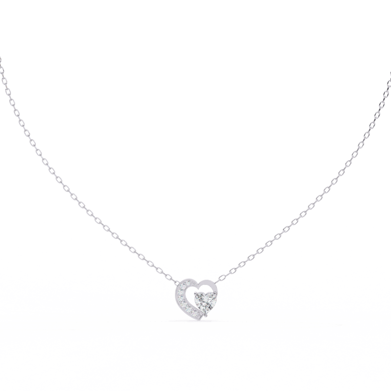 Reverra 14K Gold Heart & Round Lab Grown Diamond Heart Pendant For Women, CTTW-0.87 - Reverra Jewels Inc.