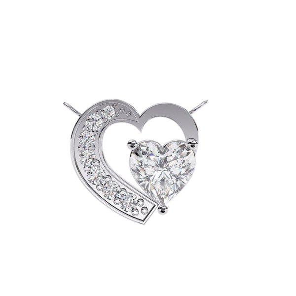 Reverra 14K Gold Heart & Round Lab Grown Diamond Heart Pendant For Women, CTTW-0.87 - Reverra Jewels Inc.