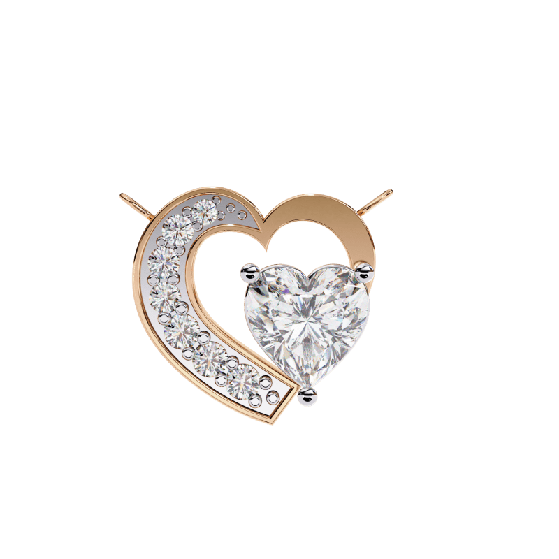 Reverra 14K Gold Heart & Round Lab Grown Diamond Heart Pendant For Women, CTTW-0.87 - Reverra Jewels Inc.
