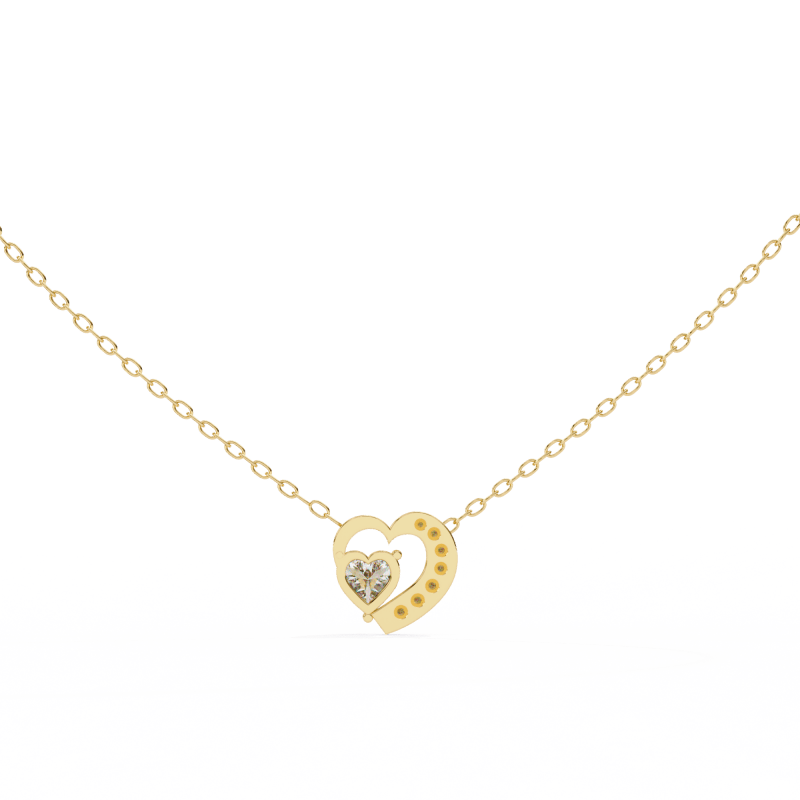 Reverra 14K Gold Heart & Round Lab Grown Diamond Heart Pendant For Women, CTTW-0.87 - Reverra Jewels Inc.