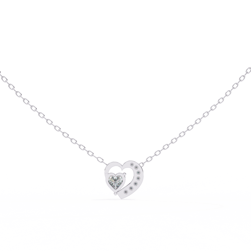 Reverra 14K Gold Heart & Round Lab Grown Diamond Heart Pendant For Women, CTTW-0.87 - Reverra Jewels Inc.
