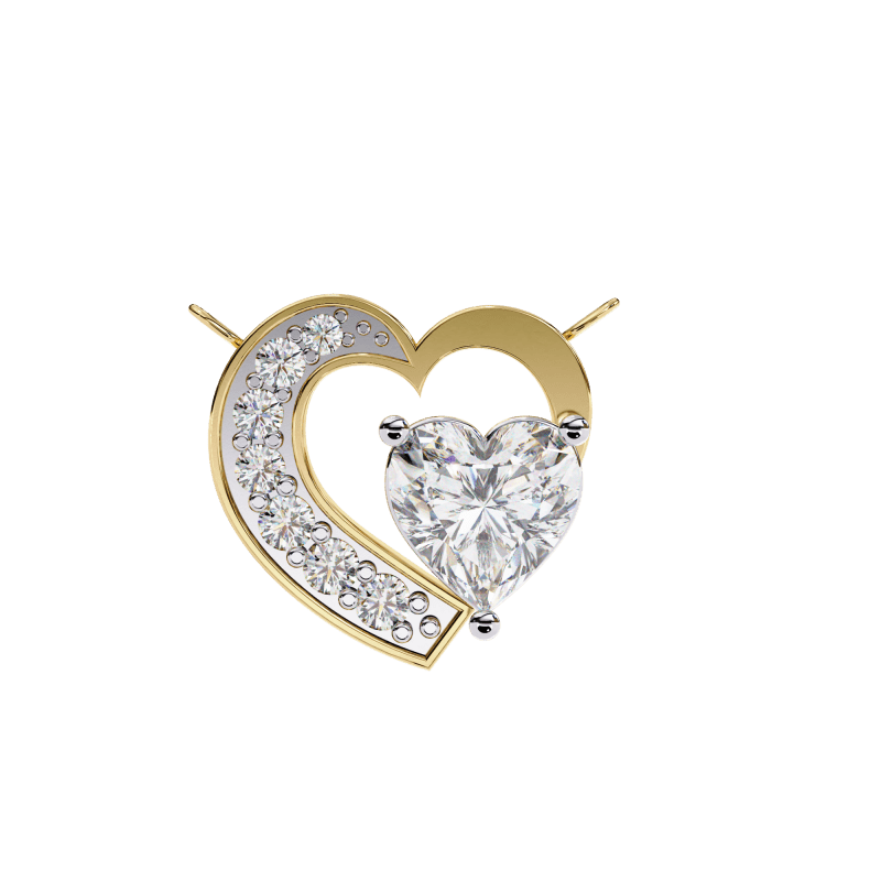 Reverra 14K Gold Heart & Round Lab Grown Diamond Heart Pendant For Women, CTTW-0.87 - Reverra Jewels Inc.