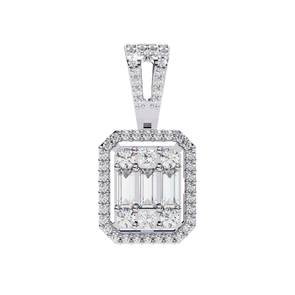 Reverra 14K Gold Irregular Lab Grown Diamond Baguette Cluster Pendant For Women, CTTW-0.72 - Reverra Jewels Inc.