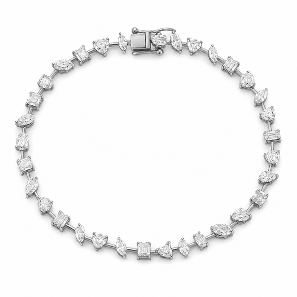 Reverra 14K Gold Irregular Lab Grown Diamond Multi Shape River Tennis Bracelet for Women, CTTW-6 - Reverra Jewels Inc.