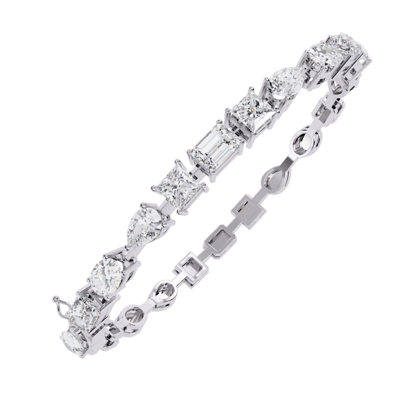 Reverra 14K Gold Irregular Round Lab Grown Diamond Tennis Bracelet for Women, CTTW-13.84 - Reverra Jewels Inc.