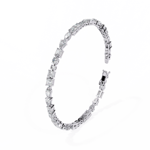Reverra 14K Gold Irregular Round Lab Grown Diamond Tennis Bracelet for Women, CTTW-5.74 - Reverra Jewels Inc.