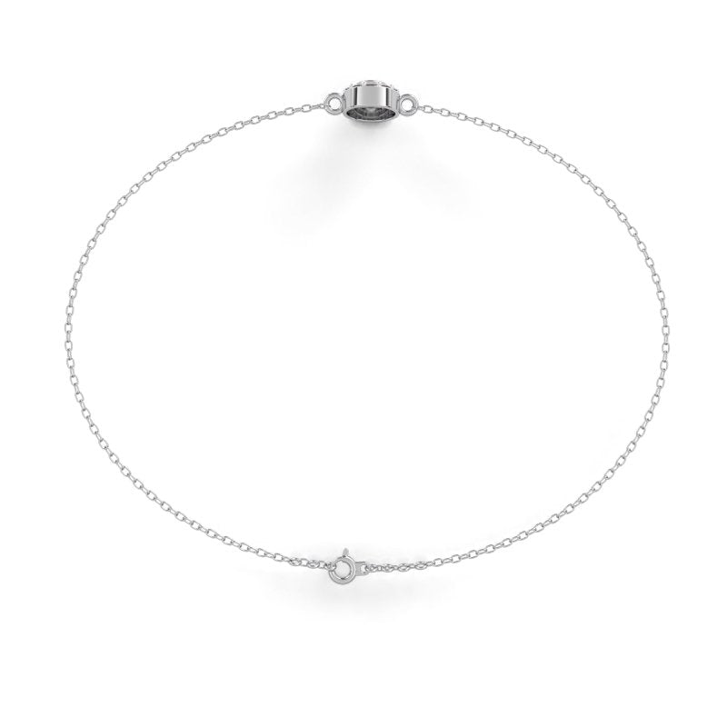 Reverra 14K Gold Lab Grown Diamond Halo Round Center Fashion Bracelet for Women, CTTW-0.24 - Reverra Jewels Inc.