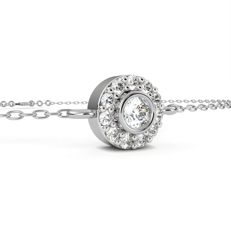 Reverra 14K Gold Lab Grown Diamond Halo Round Center Fashion Bracelet for Women, CTTW-0.24 - Reverra Jewels Inc.