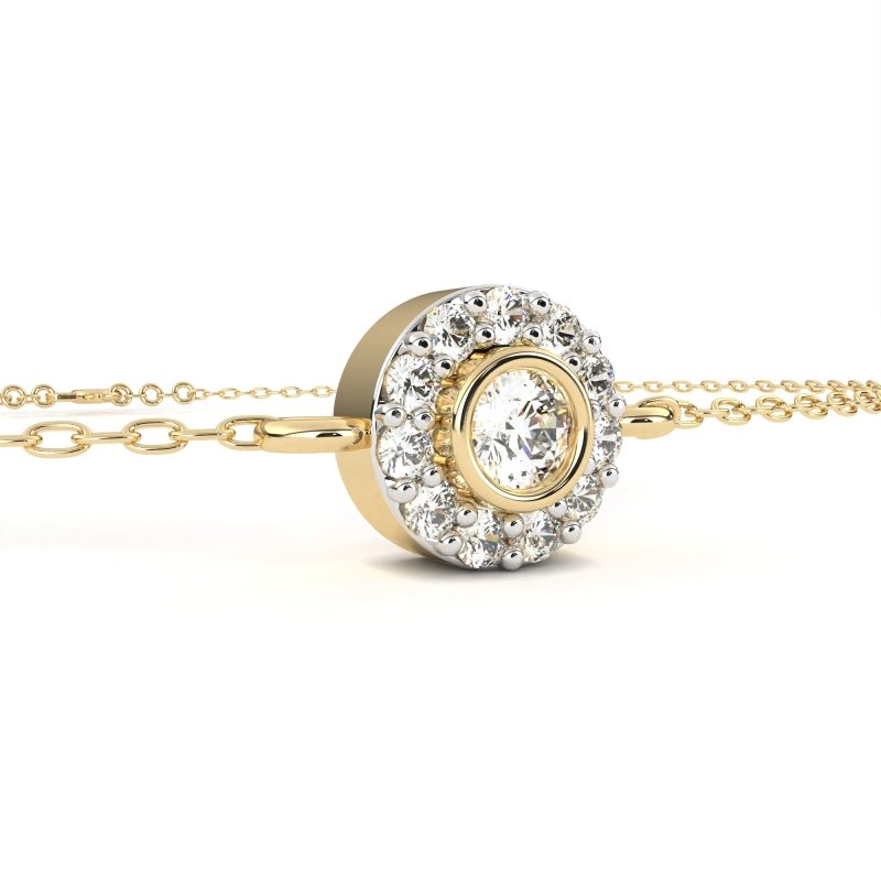 Reverra 14K Gold Lab Grown Diamond Halo Round Center Fashion Bracelet for Women, CTTW-0.24 - Reverra Jewels Inc.