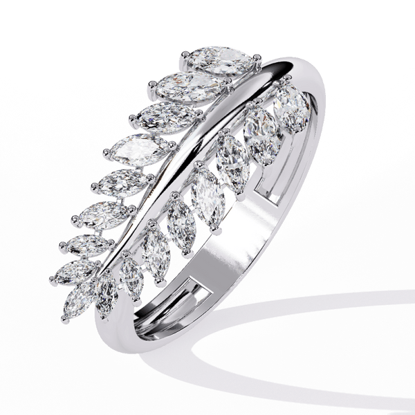 Reverra 14K Gold Marquise Lab Grown Diamond Leaf Band Engagement Ring for Women, CTTW-0.5 - Reverra Jewels Inc.