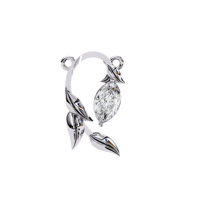 Reverra 14K Gold Marquise Lab Grown Diamond Leaf Pendant For Women, CTTW-0.47 - Reverra Jewels Inc.