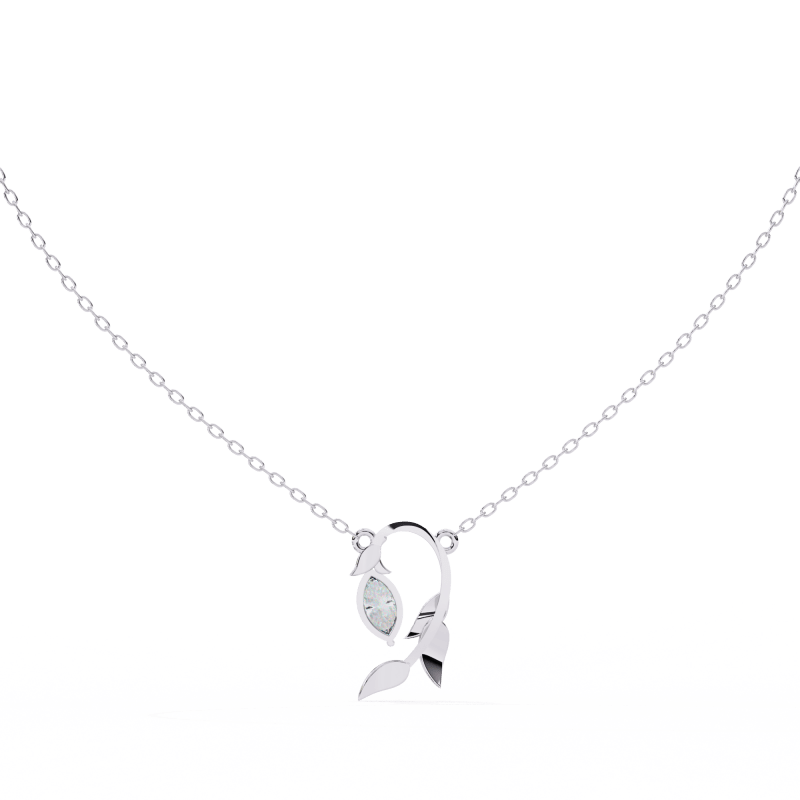 Reverra 14K Gold Marquise Lab Grown Diamond Leaf Pendant For Women, CTTW-0.47 - Reverra Jewels Inc.