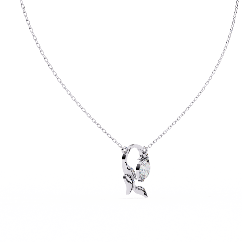 Reverra 14K Gold Marquise Lab Grown Diamond Leaf Pendant For Women, CTTW-0.47 - Reverra Jewels Inc.