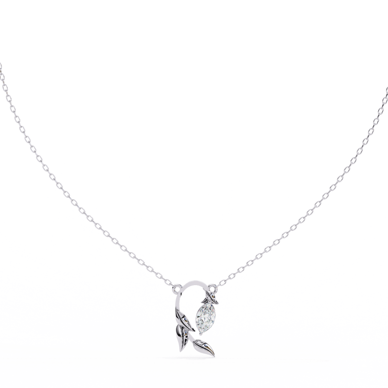 Reverra 14K Gold Marquise Lab Grown Diamond Leaf Pendant For Women, CTTW-0.47 - Reverra Jewels Inc.