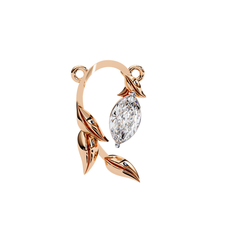 Reverra 14K Gold Marquise Lab Grown Diamond Leaf Pendant For Women, CTTW-0.47 - Reverra Jewels Inc.