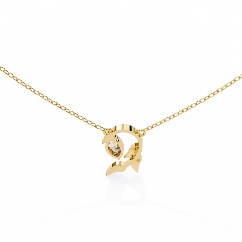 Reverra 14K Gold Marquise Lab Grown Diamond Leaf Pendant For Women, CTTW-0.47 - Reverra Jewels Inc.