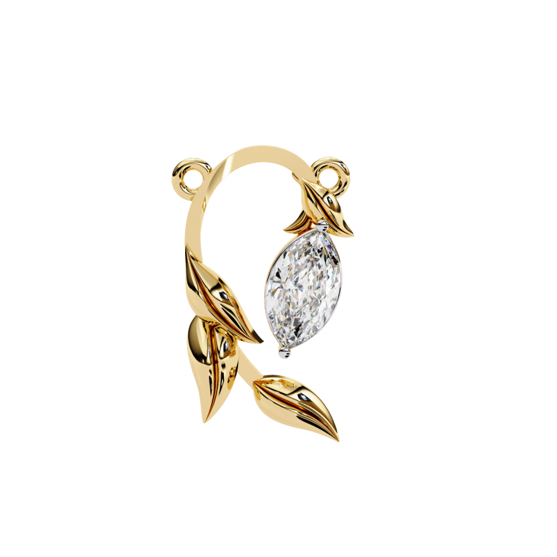 Reverra 14K Gold Marquise Lab Grown Diamond Leaf Pendant For Women, CTTW-0.47 - Reverra Jewels Inc.