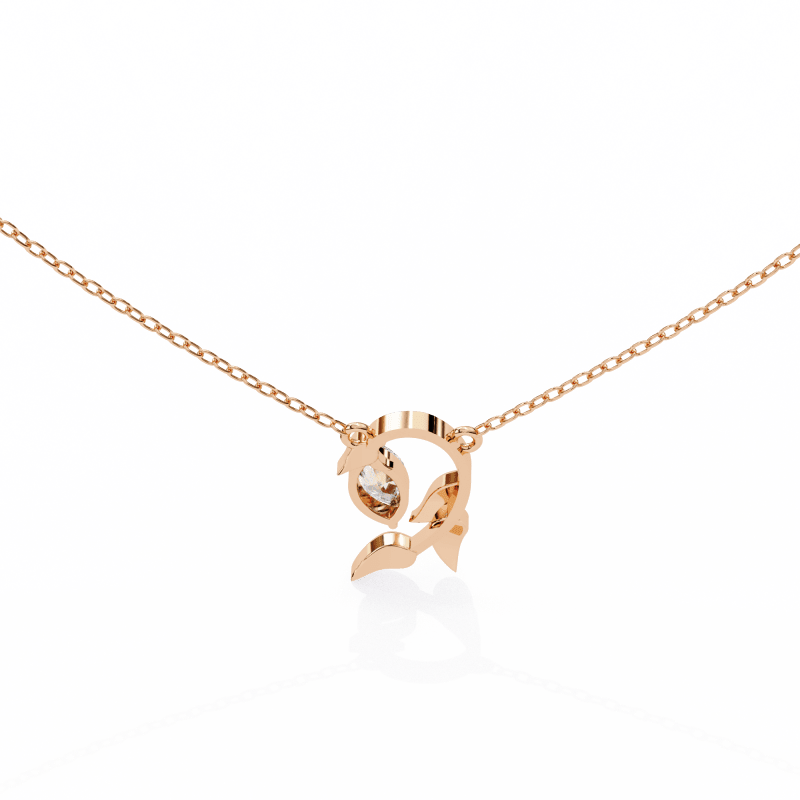 Reverra 14K Gold Marquise Lab Grown Diamond Leaf Pendant For Women, CTTW-0.47 - Reverra Jewels Inc.